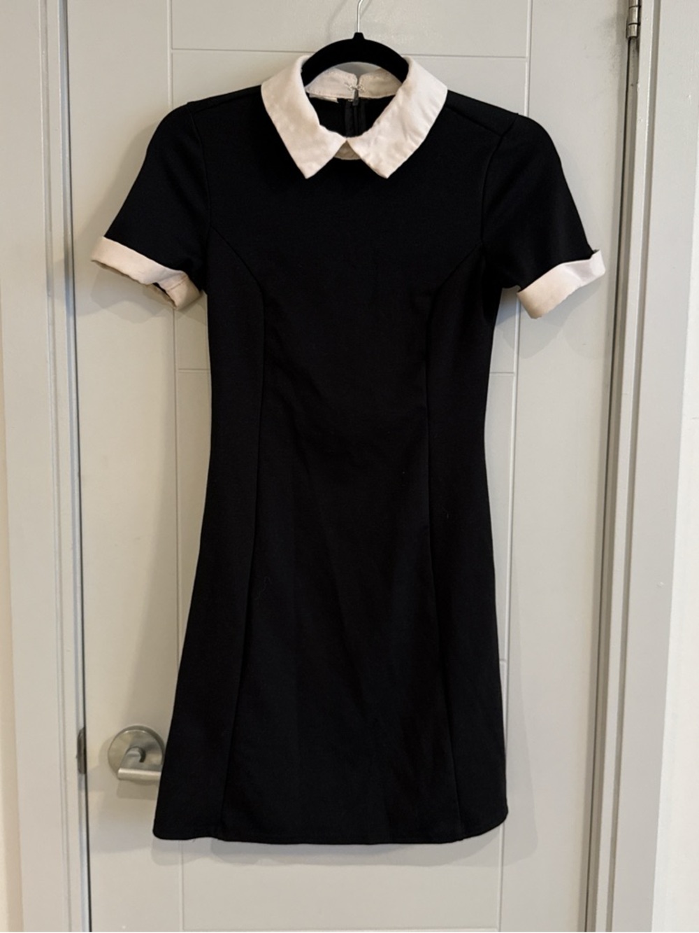 Spirit Black Mini Dress with White Collar and Cuffs